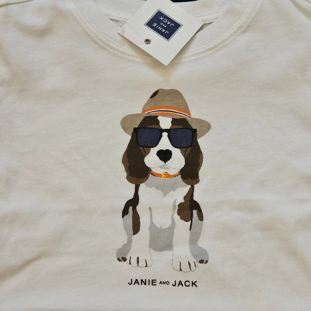 Janie and Jack Tee Shorts Lot of 4 Boys 6 NEW Blue White Yellow Dog Car Preppy